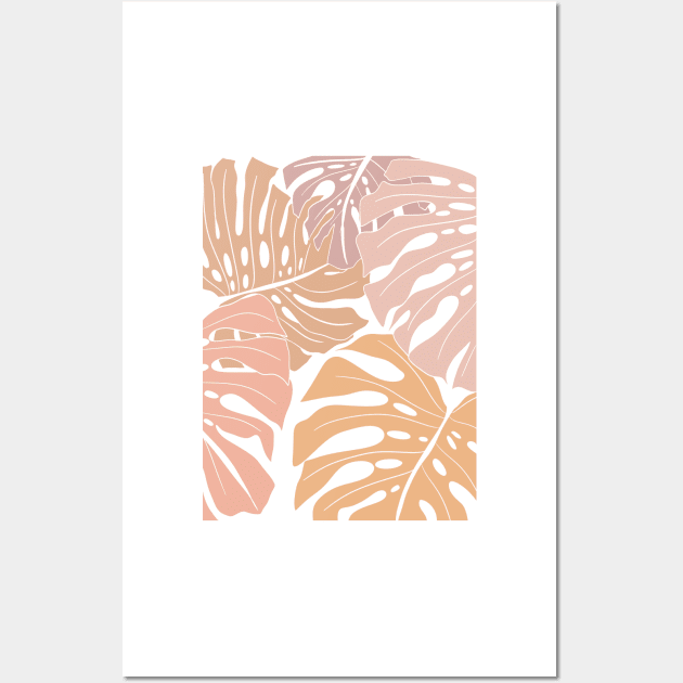 Abstract Patel Pink Colors Monstera Leaves 6 Wall Art by gusstvaraonica